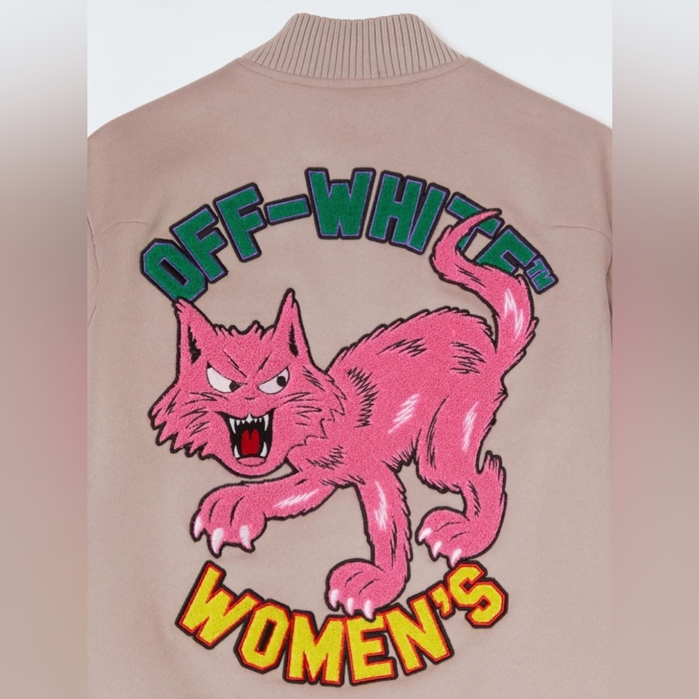 Off White Varsity Bomber Jacket With Patches - image 4